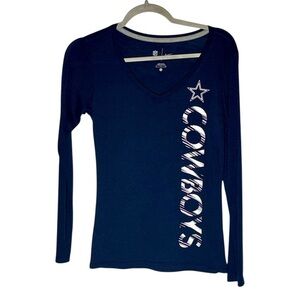 Dallas Cowboys Nike v-neck Long Sleeve Tee Navy Blue cotton blend